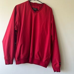 Men’s IZOD XFG golf v neck red pull over wind breaker size Medium.